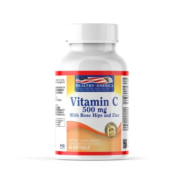 VITAMIN C 500MG WITH ROSE HIPS AND ZINC 60 SOFTGELS HEALTHY